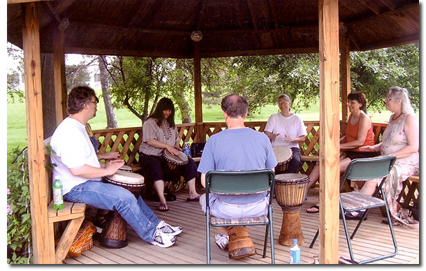 Drumming Circle in Gazebo